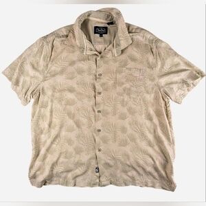 Nat Nast Silk CottonMen's Gray Palm Trees Hawiian Short Sleeve Button‎ Up XL